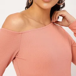 dressberry Coral Crush Asymmetric Drip Textured Fitted Top image 3