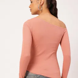 dressberry Coral Crush Asymmetric Drip Textured Fitted Top image 5