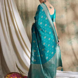 DEVATITHI Sky Blue Banarasi Silk Saree image 2