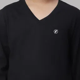 Friskers Boys Black 2 V-Neck Applique T-shirt image 4