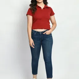 Brainbees Women Shirt Collar Cotton Crop Top-picture-32