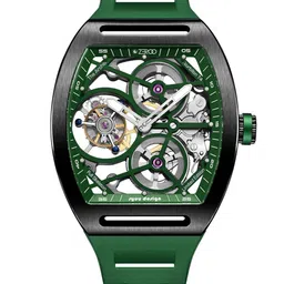 ZEROO Unisex Skeleton Dial & Leather Straps Analogue Watch ZT004BGR image 1