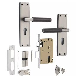 Atom Stainless Steel Silver and Black Door Handle Lock Set, MH-MIA-D-CY-BS-BSK-08-picture-24