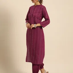 Sangria Women Sequinned Chanderi Silk Kurta With Salwar & With Dupatta image 2