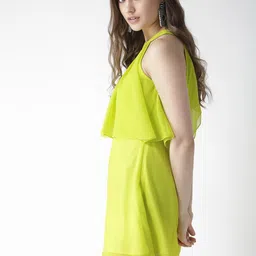 La Zoire Lime Green Layered A-Line Dress image 4