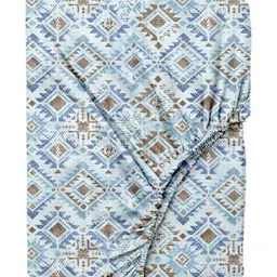 Trance Home Linen Blue & Brown Floral 180 TC Fitted Single Bedsheet Set 1.83 m x 91 cm image 2