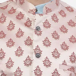 TS LIFESTYLE Mandarin Collar Straight Jacquard Kurta With Churidar & Jacket image 3