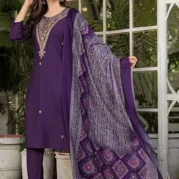 KALINI Women Embroidered Viscose Rayon Kurta Sets With Dupatta image 4