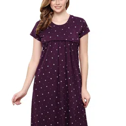 TIGYWIGY Women Printed Maternity Pure Cotton Nightdress-image-1