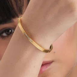 PALMONAS 18k Gold Plated CZ Studded Sparkling Line Bangle Style Bracelet image 4