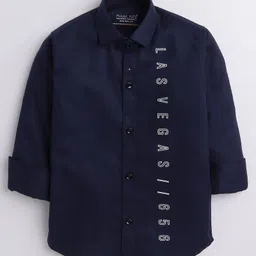 Polka Tots Full Sleeves Las Vegas Printed Shirt - Blue-picture-27