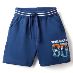 Babyhug Cotton Looper Knit Shorts with Beach Theme Embroidery - Navy Blue-picture-17