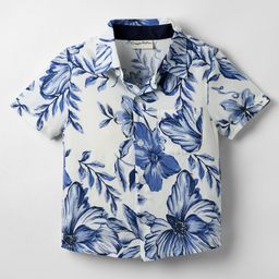 CrayonFlakes Rayon Woven Half Sleeves Floral Printed Shirt - Off White-picture-27