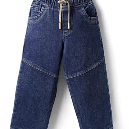 Olio Kids Denim Woven Full Length Solid Coloured Cut & Sew Jeans - Blue image 1