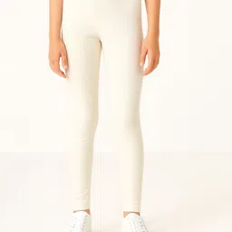 Charm n Cherish Cotton Blend Knit Solid Leggings - Off White-picture-22