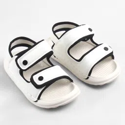 KIDLINGSS Solid Double Velcro Closure Sandals - White image 3