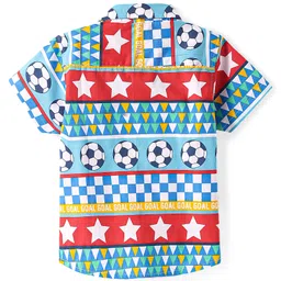 Babyhug Cotton Woven Half Sleeves Shirt With Football Print - Multicolour image 3