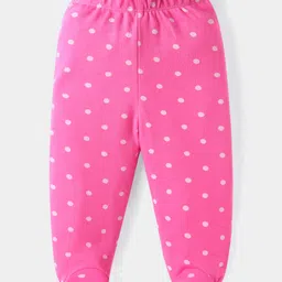 Babyhug Interlock Cotton Knit Bootie Leggings Floral Print Pack of 3 - Pink Purple & White image 4