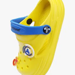 Toothless Ok Text Applique Detailed Perforated Slingback Clogs - Yellow & Royal Blue image 5