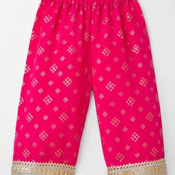 saka designs Saka Design Satin Woven Three Fourth Sleeves Kurta Churidar Set With Foil Print - Red image 5