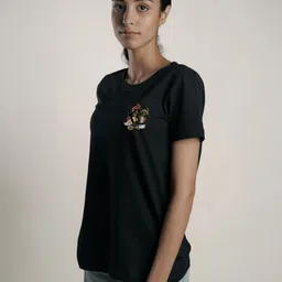 EKSDEE Women Printed Extended Sleeves Pockets T-shirt image 4