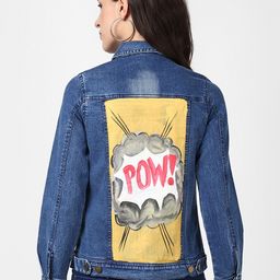 StyleStone Women Blue Hand Painted Denim Jacket-picture-34