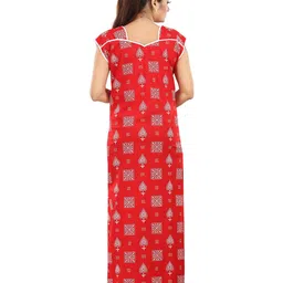 NIGHTY KING Floral Printed Short Sleeves Pure Cotton Maxi Nightdress image 5