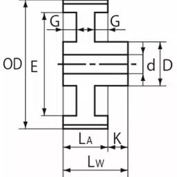 Mitsuboshi T10 Type Timing Pulley Casting Steel 16-34 mm Shaft Hole Dia, T10-25-48W image 3