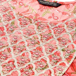 Readiprint Fashions Floral Printed Panelled Sequinned Cotton Kurta with Palazzos & Dupatta image 2