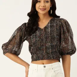 Deewa Floral Print Georgette Crop Top-picture-23