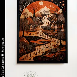 SOWPEACE Black & Orange 1 Piece Canvas Abstract Wall Photographs-picture-40