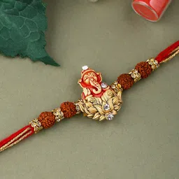 Voylla Unisex Red Divine Rudraksha Ganesha Rakhi-picture-45
