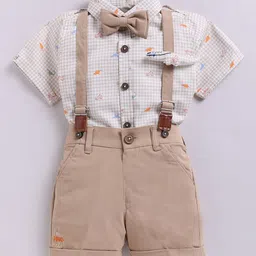 LITTLE COLLARS Boys Short Sleeves Pure Cotton Checked Shirt With Shorts-image-18