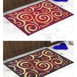 Athom Living Premium Anti Skid Doormat Pack of 2 - Brown & Maroon-picture-35