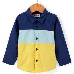 Babyhug 100% Cotton Woven Full Sleeves Solid Color Cut & Sew Shirt - Blue & Yellow-picture-20