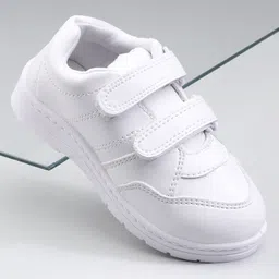 Pine Kids School Shoes With Velcro Closure Solid- White image 1