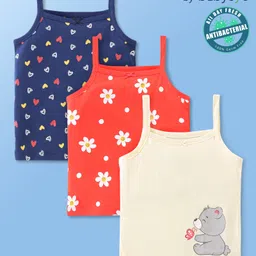 Babyoye Eco Conscious Cotton Knit Sleeveless Slips Floral Print Pack Of 3 - Multicolor-image-28
