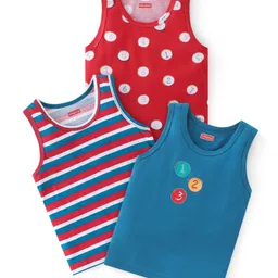 Babyhug 100% Cotton Sando Number Print Pack Of 3 - Red & Blue-picture-23