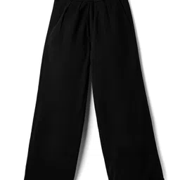 kookie kids india Kookie Kids Cotton Woven Full Length Pleated Wide Leg Lounge Pant With Pockets - Black-picture-29