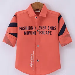 Rikidoos Full Sleeves Typography Printed Shirt - Orange-picture-29