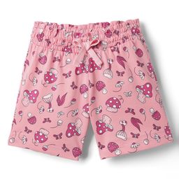 CUCUMBER Sinker Knit Above Knee Length Shorts With Floral & Mushroom Print - Pink-picture-45