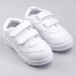 Pine Kids School Shoes With Velcro Closure Solid- White image 2