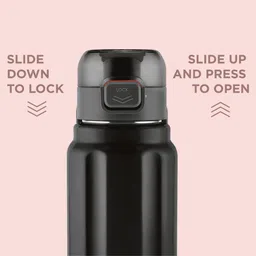 Milton Taurus 900 Steel Thermoware Cold PU Insulated, Leak Proof Water Bottle 665 ml Bottle (Pack of 1, Black, Steel) image 2