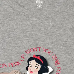 Wear Your Mind Cotton Knit Disney Snow White Featuring Half Sleeves Character Printed Tee - Grey image 4