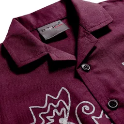 Dapper Dudes Half Sleeves Floral Embroidered Shirt - Wine image 3