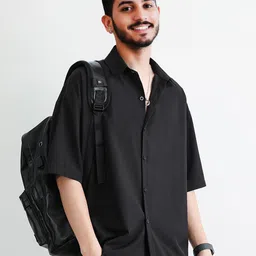 StyleCast Men Relaxed Fit Solid Spread Collar Cotton Casual Shirt-image-2