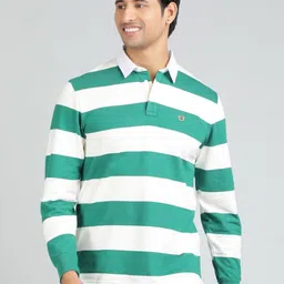 JADE BLUE Men Striped Polo Collar Slim Fit T-shirt-picture-35