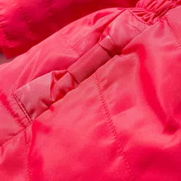 Babyhug Woven Full Sleeves Solid Hooded Padded Jacket - Red image 4