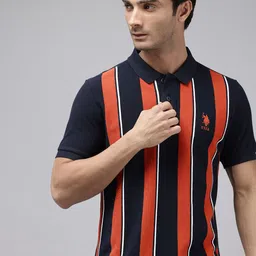U.S. Polo Assn. Striped Polo Collar Pure Cotton Slim Fit T-shirt-picture-46