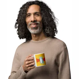 Mr UVD White & Yellow Printed Ceramic Matte Mugs Set of Cups and Mugs image 2